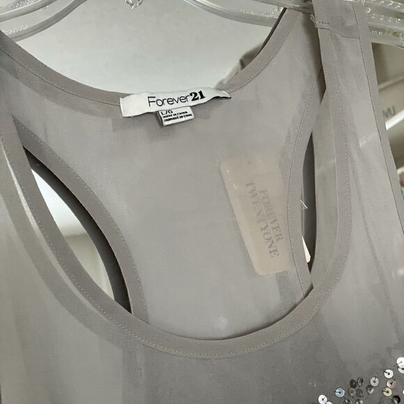 🆕Forever 21 Sheer & Sequin Tank Top, SZ L - Picture 3 of 4